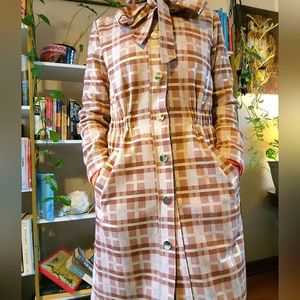 Plaid and Gold Detailed Dress Coat by Alice Blue in Medium